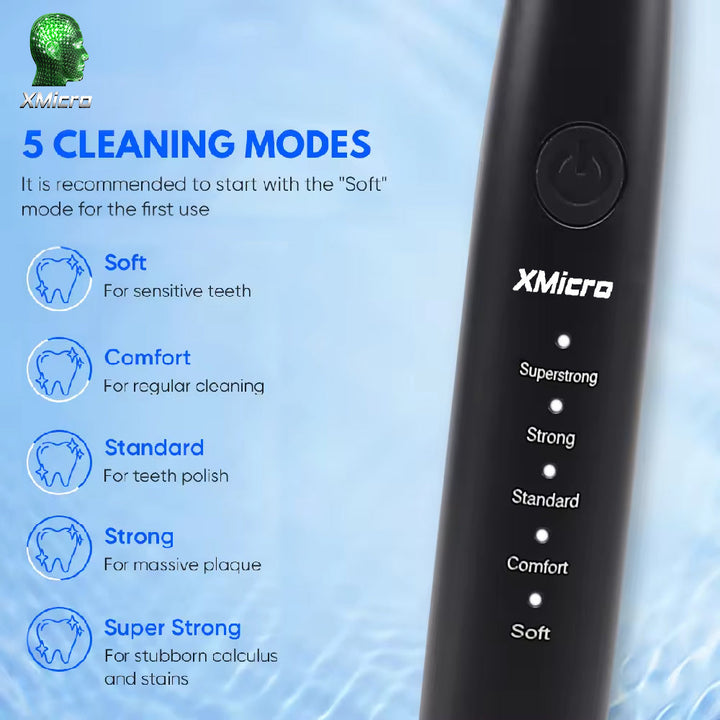 XMicro Electric Toothbrush Waterproof 5 Speed Ultra Whitening Plaque Removal Image 4