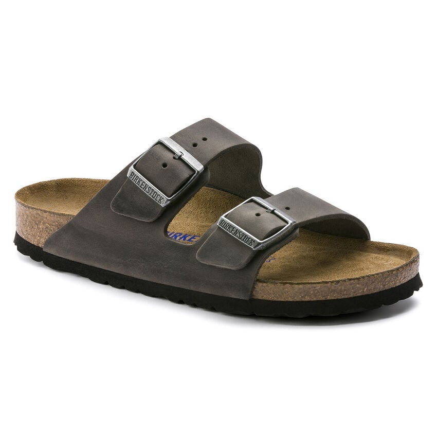 BIRKENSTOCK Arizona Soft Footbed Unisex Sandals Iron Oiled Leather 12-12.5 Image 1