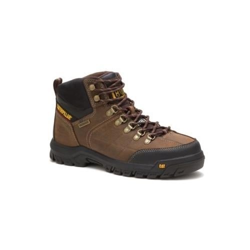 CATERPILLAR WORK Mens Threshold Waterproof Steel Toe Work Boot Real Brown - P90935 REAL BROWN Image 1