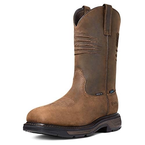 ARIAT WORK Mens 11" WorkHog XT Patriot Carbon Toe Waterproof Work Boot Distressed Brown - 10036002 Distressed Brown Image 1