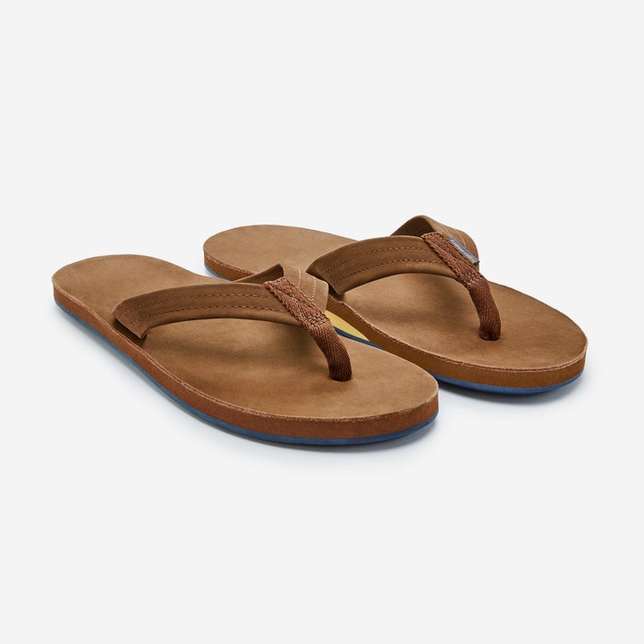 Hari Mari Mens Fields Flip Flops Bourbon Leather Memory Foam Arch Support 1031-134 Image 3