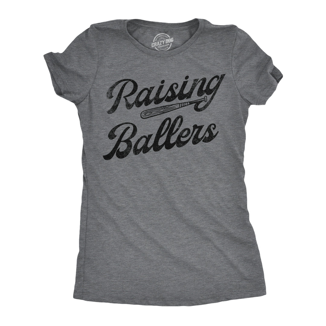 Womens Funny T Shirts Raising Ballers Sarcastic Baseball Graphic Tee For Ladies Image 4