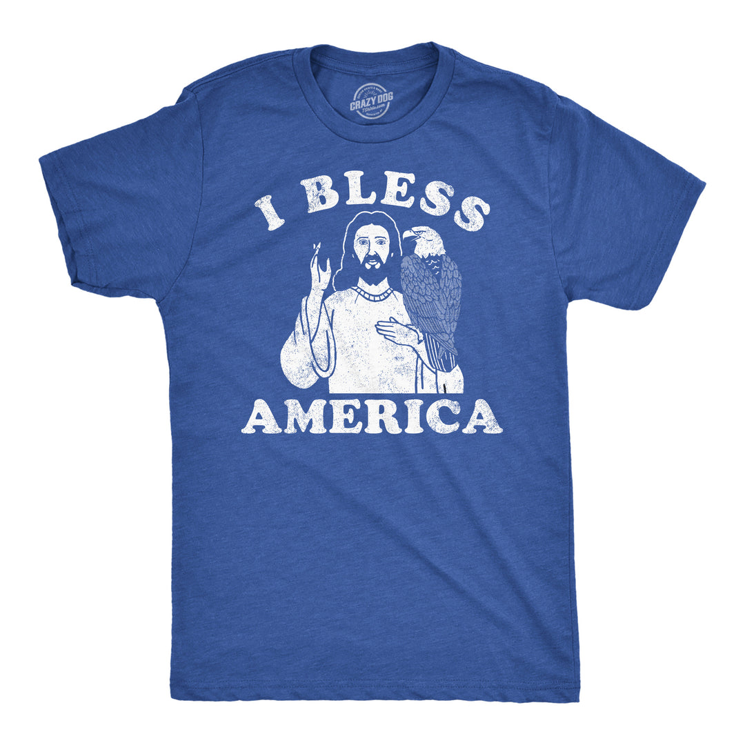 Mens Funny T Shirts I Bless America Sarcastic Jesus Graphic Tee For Men Image 1