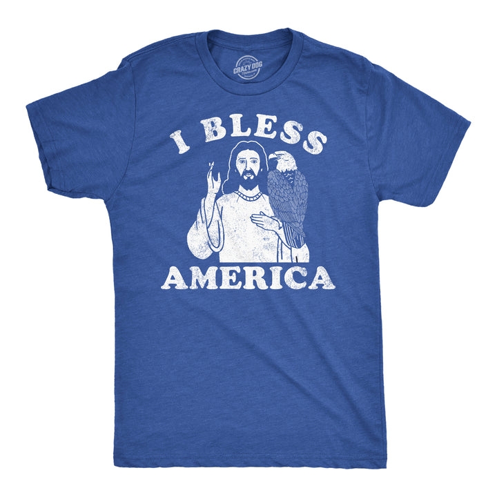 Mens Funny T Shirts I Bless America Sarcastic Jesus Graphic Tee For Men Image 1