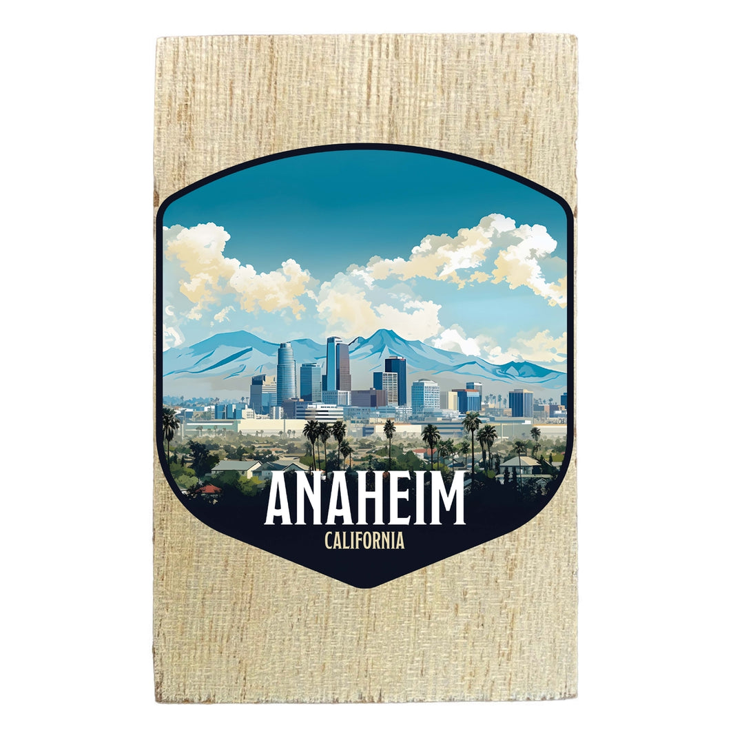 Anaheim California Design A Souvenir Wooden 2" x 3" Fridge Magnet Image 1