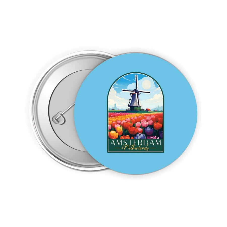 Amsterdam Netherlands Design B Souvenir Small 2-Inch Button Pin 4 Pack Image 1