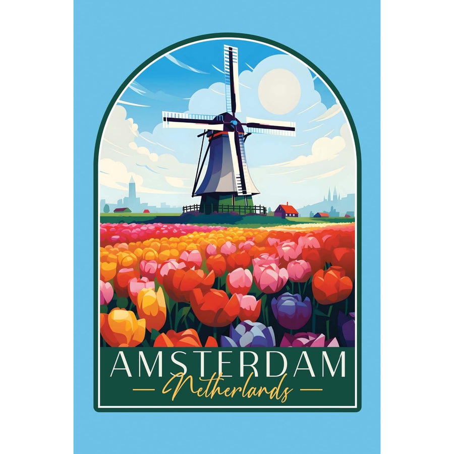 Amsterdam Netherlands Design B Souvenir Wood sign with frame 5x7 Image 1