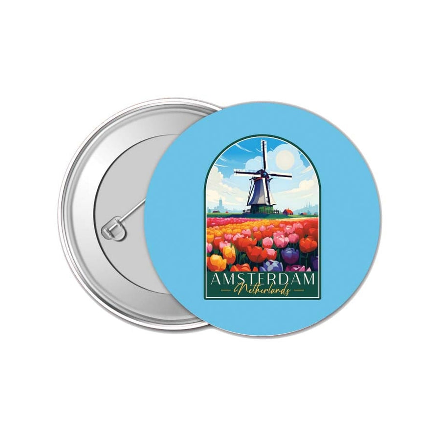 Amsterdam Netherlands Design B Souvenir Small 1-Inch Button Pin 4 Pack Image 1