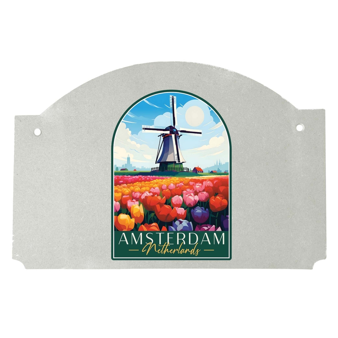 Amsterdam Netherlands Design B Souvenir Wood sign flat with string Image 1