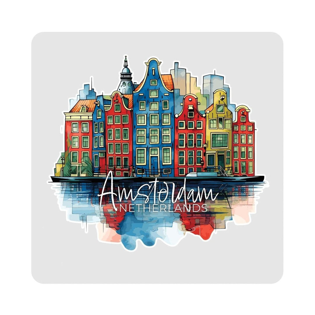 Amsterdam Netherlands Design C Souvenir 4x4-Inch Coaster Acrylic 4 Pack Image 1