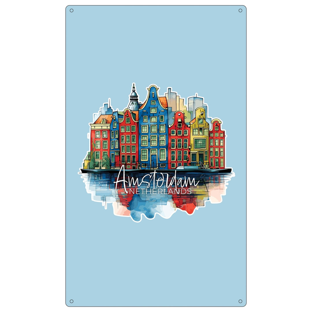 Amsterdam Netherlands Design C Souvenir Metal Sign 9 x 15 Image 1