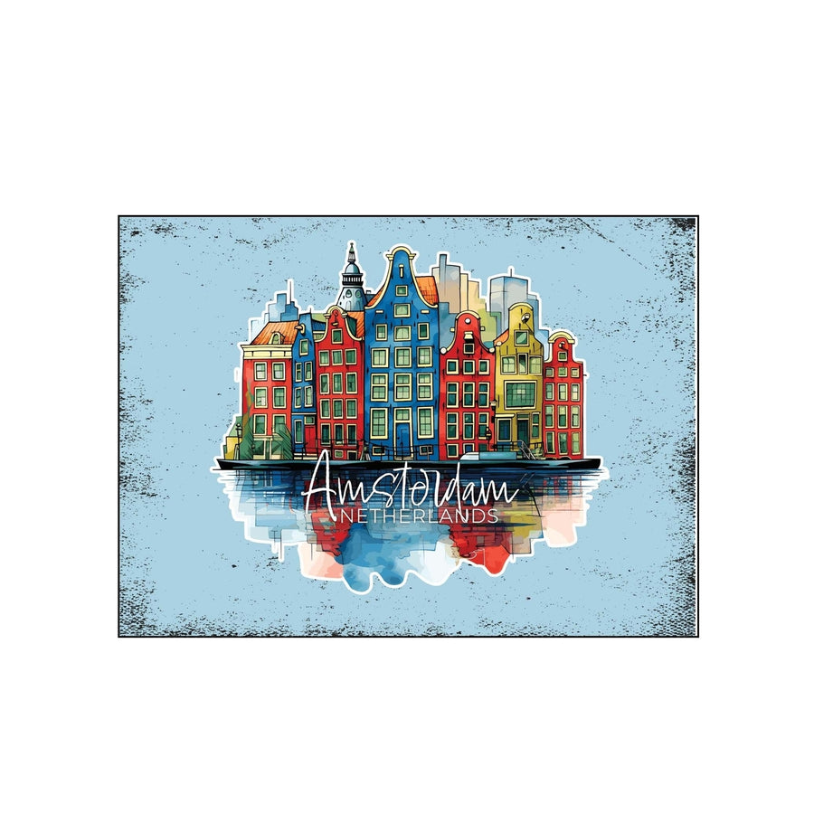 Amsterdam Netherlands Design C Souvenir Wood sign with frame 5x7 Image 1