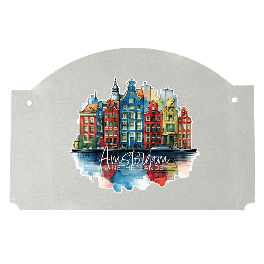 Amsterdam Netherlands Design C Souvenir Wood sign flat with string Image 1