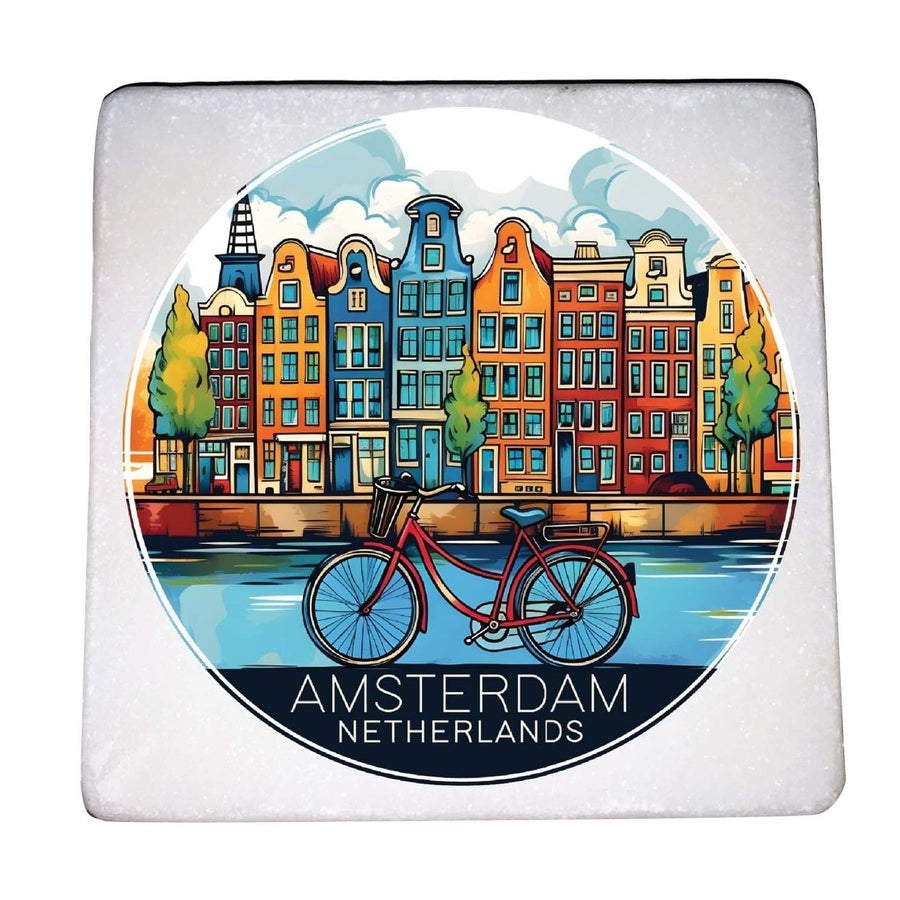 Amsterdam Netherlands Design D Souvenir 4x4-Inch Coaster Marble 4 Pack Image 1