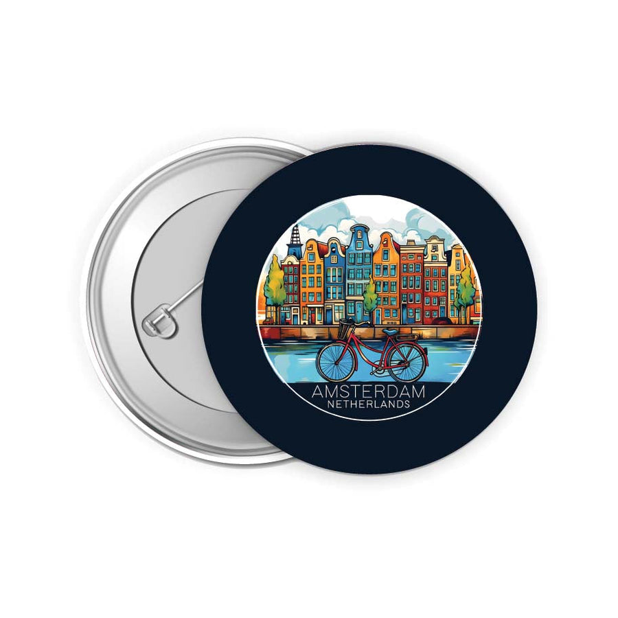 Amsterdam Netherlands Design D Souvenir Small 2-Inch Button Pin 4 Pack Image 1