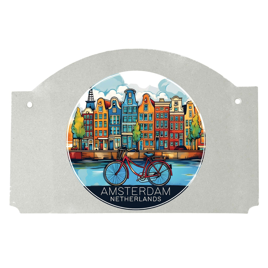 Amsterdam Netherlands Design D Souvenir Wood sign flat with string Image 1