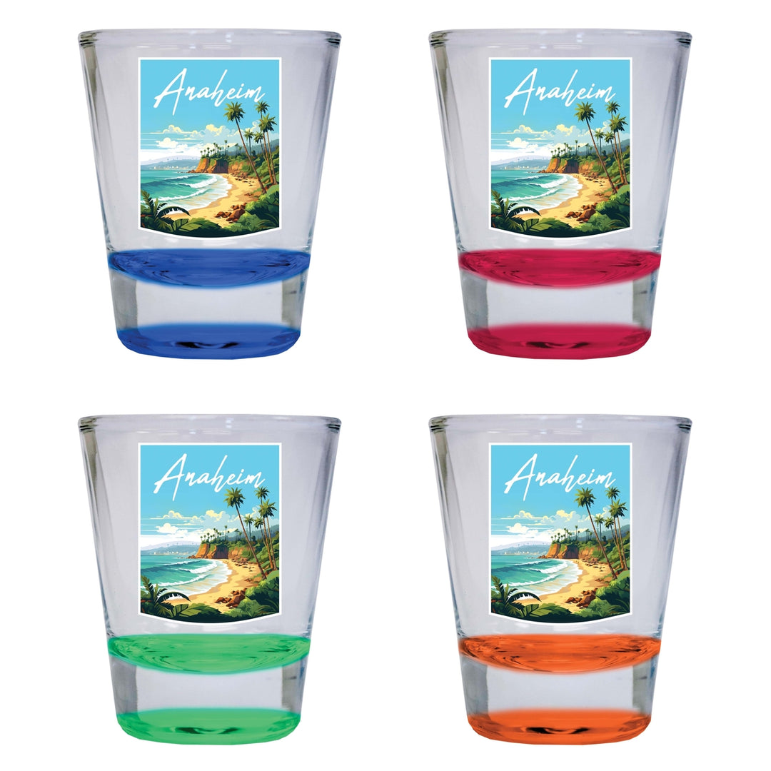 Anaheim California Design B Souvenir 2 Ounce Shot Glass Round 4-Pack Multicolor Image 1