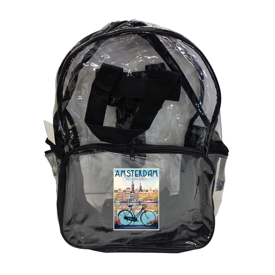 Amsterdam Netherlands Design A Souvenir Clear View Backpack Image 1