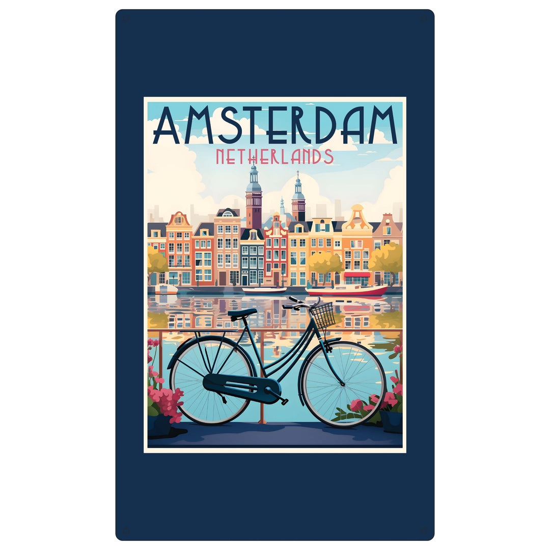 Amsterdam Netherlands Design A Souvenir Metal Sign 9 x 15 Image 1