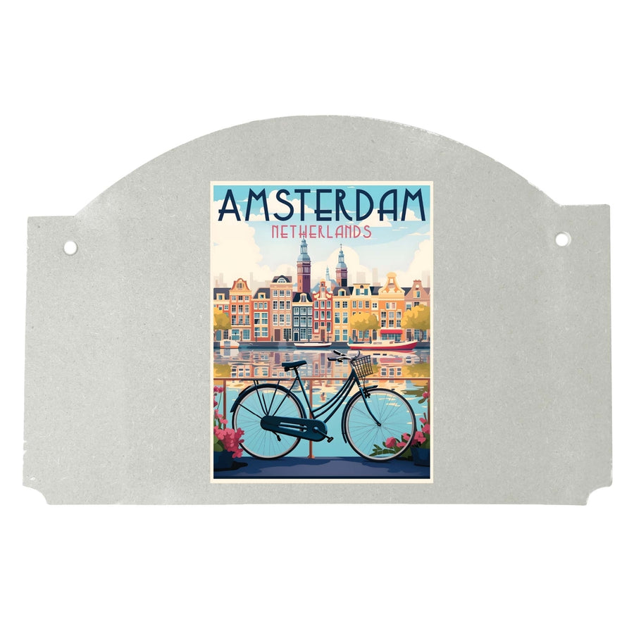 Amsterdam Netherlands Design A Souvenir Wood sign flat with string Image 1