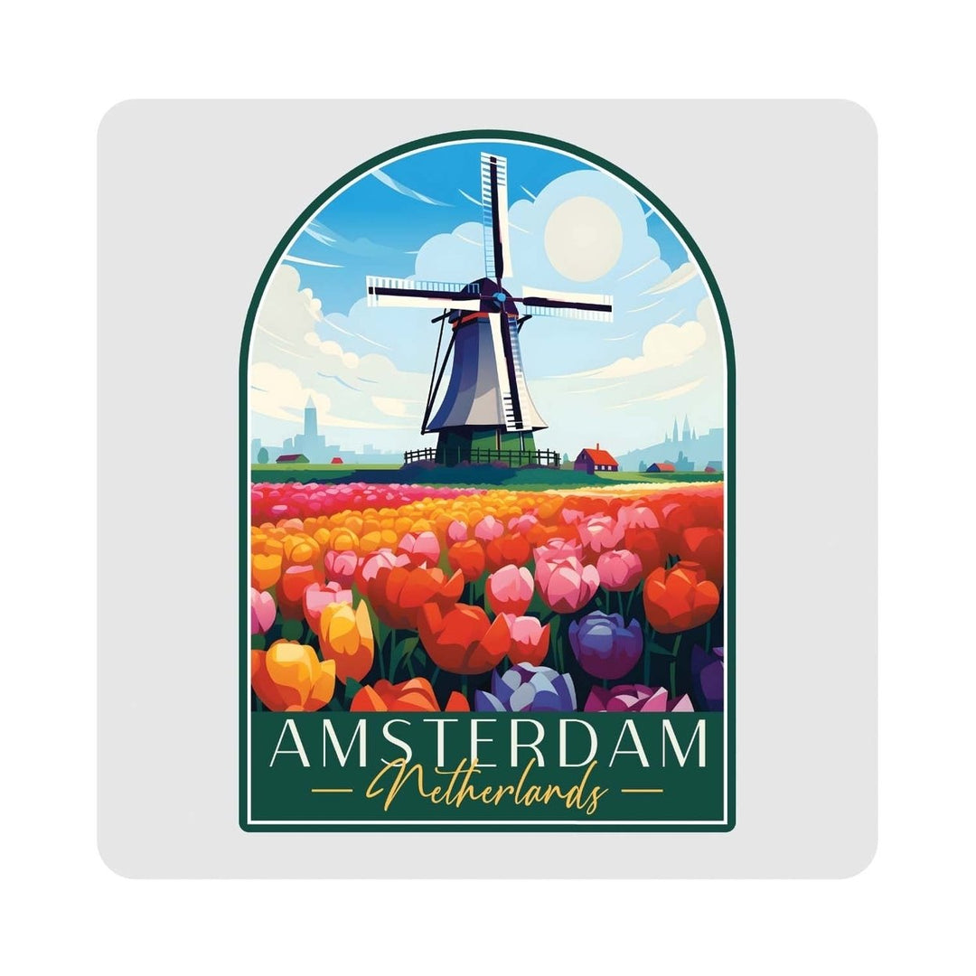 Amsterdam Netherlands Design B Souvenir 4x4-Inch Coaster Acrylic 4 Pack Image 1