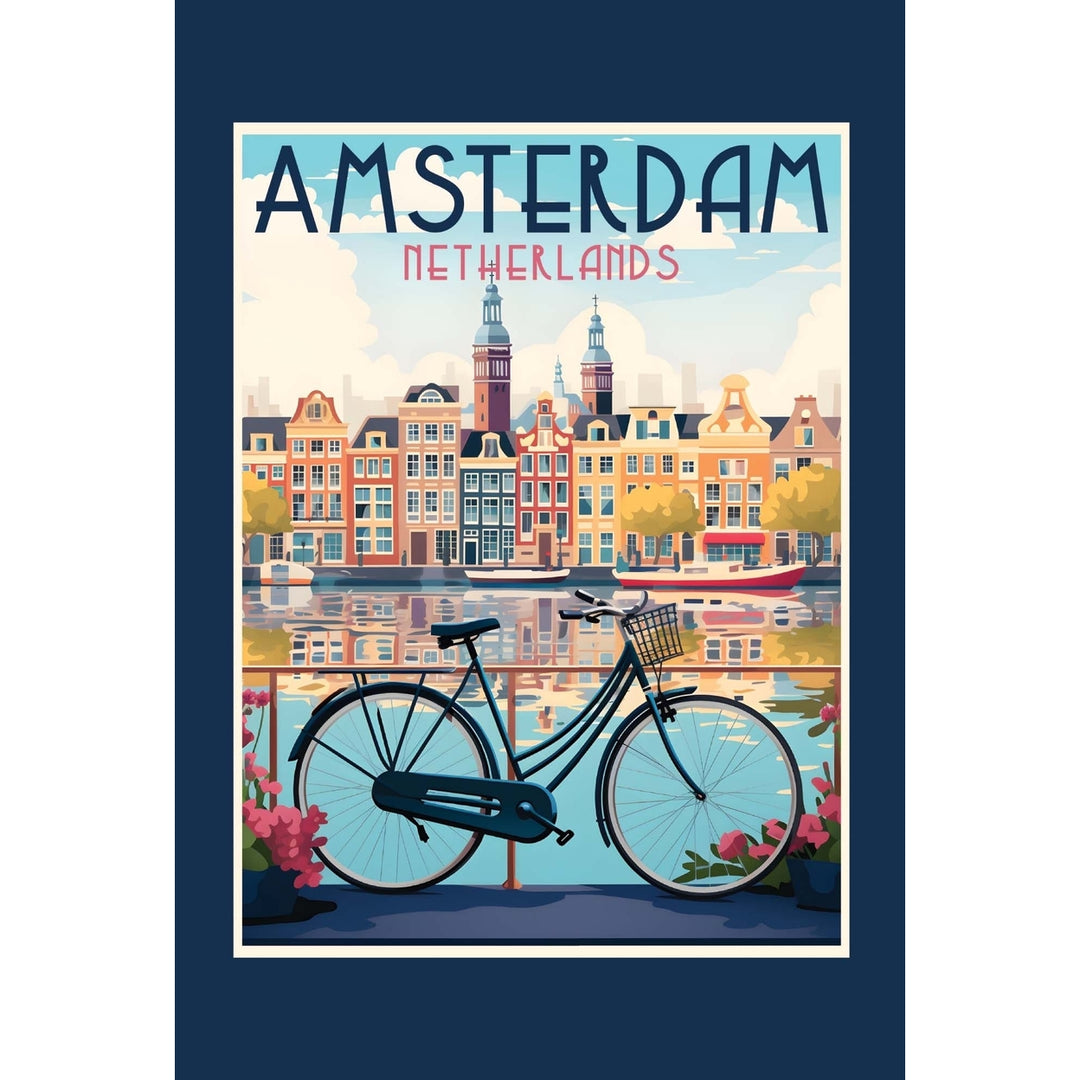 Amsterdam Netherlands Design A Souvenir Wood sign with frame 5x7 Image 1