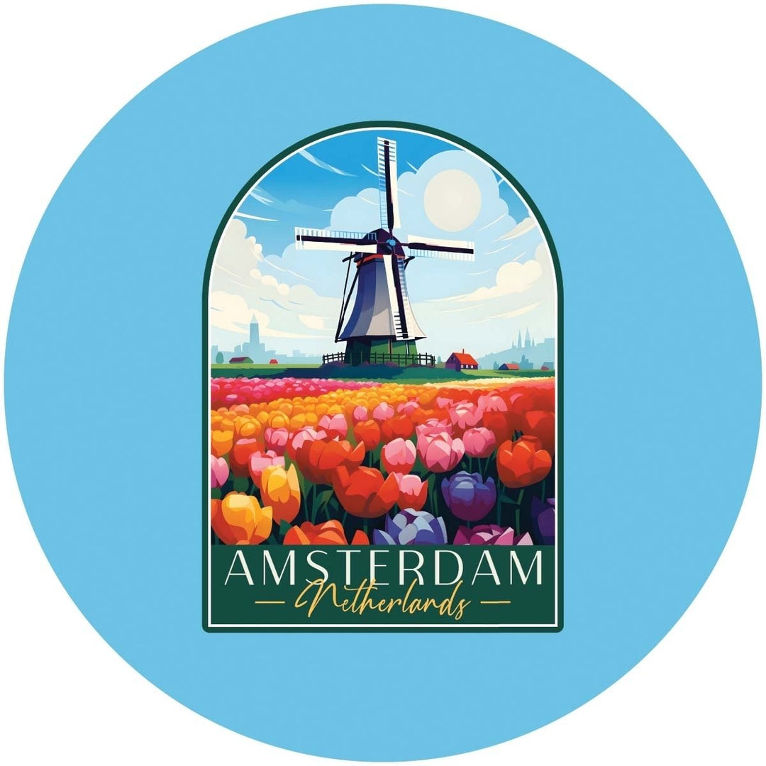 Amsterdam Netherlands Design B Souvenir Coaster Paper 4 Pack Image 1