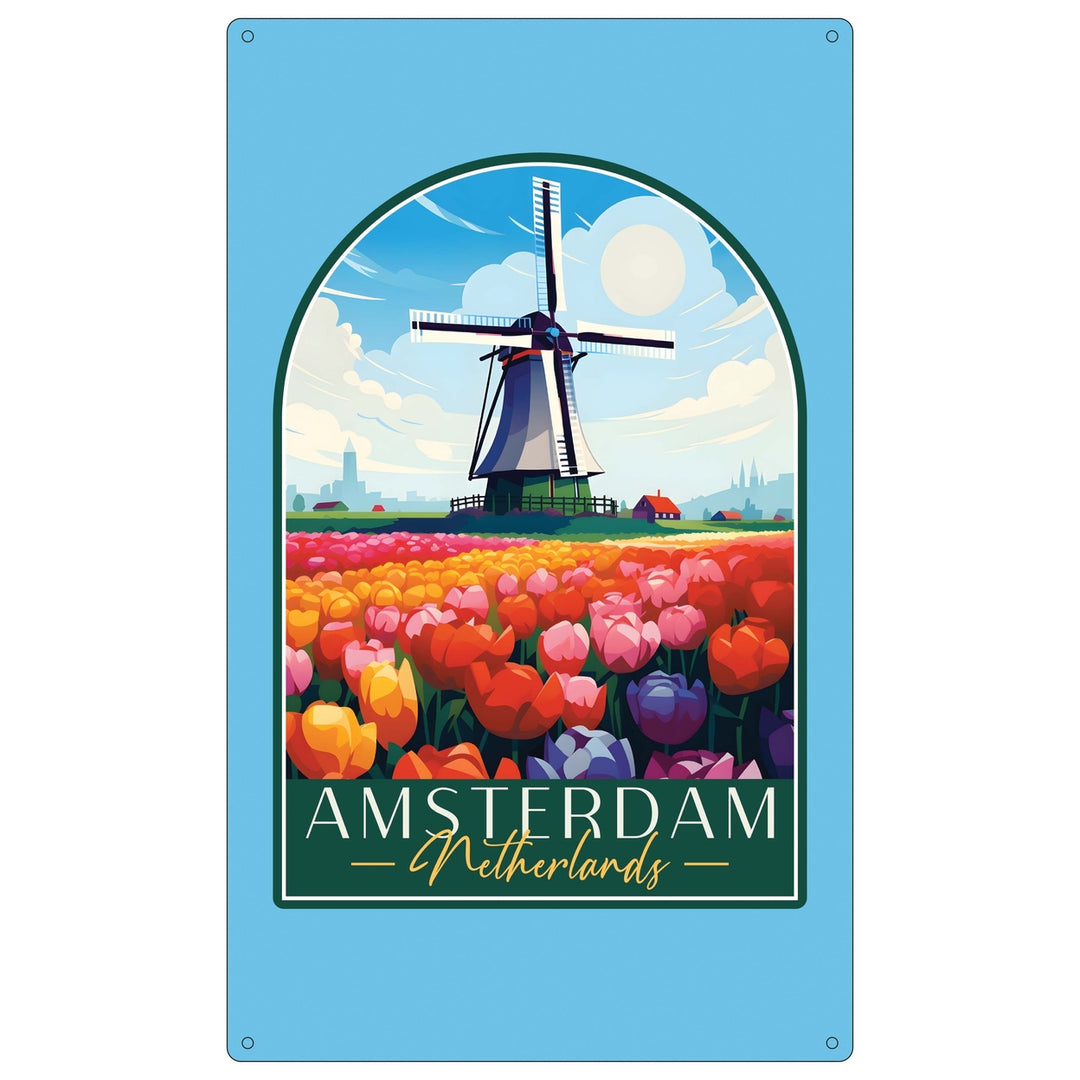 Amsterdam Netherlands Design B Souvenir Metal Sign 9 x 15 Image 1