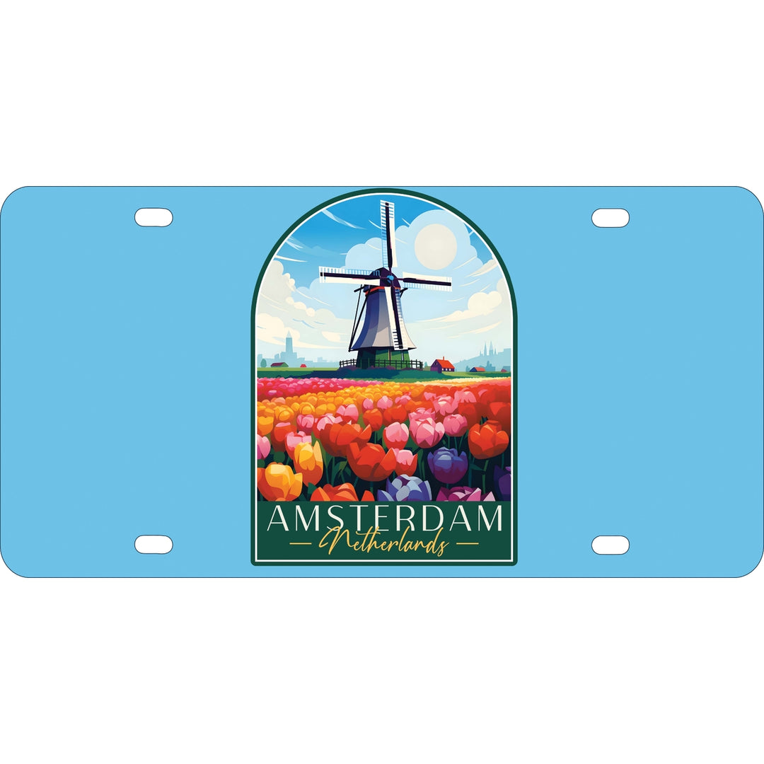 Amsterdam Netherlands Design B Souvenir Mini Metal License Plate 4.75 x 2.25 inch Image 1