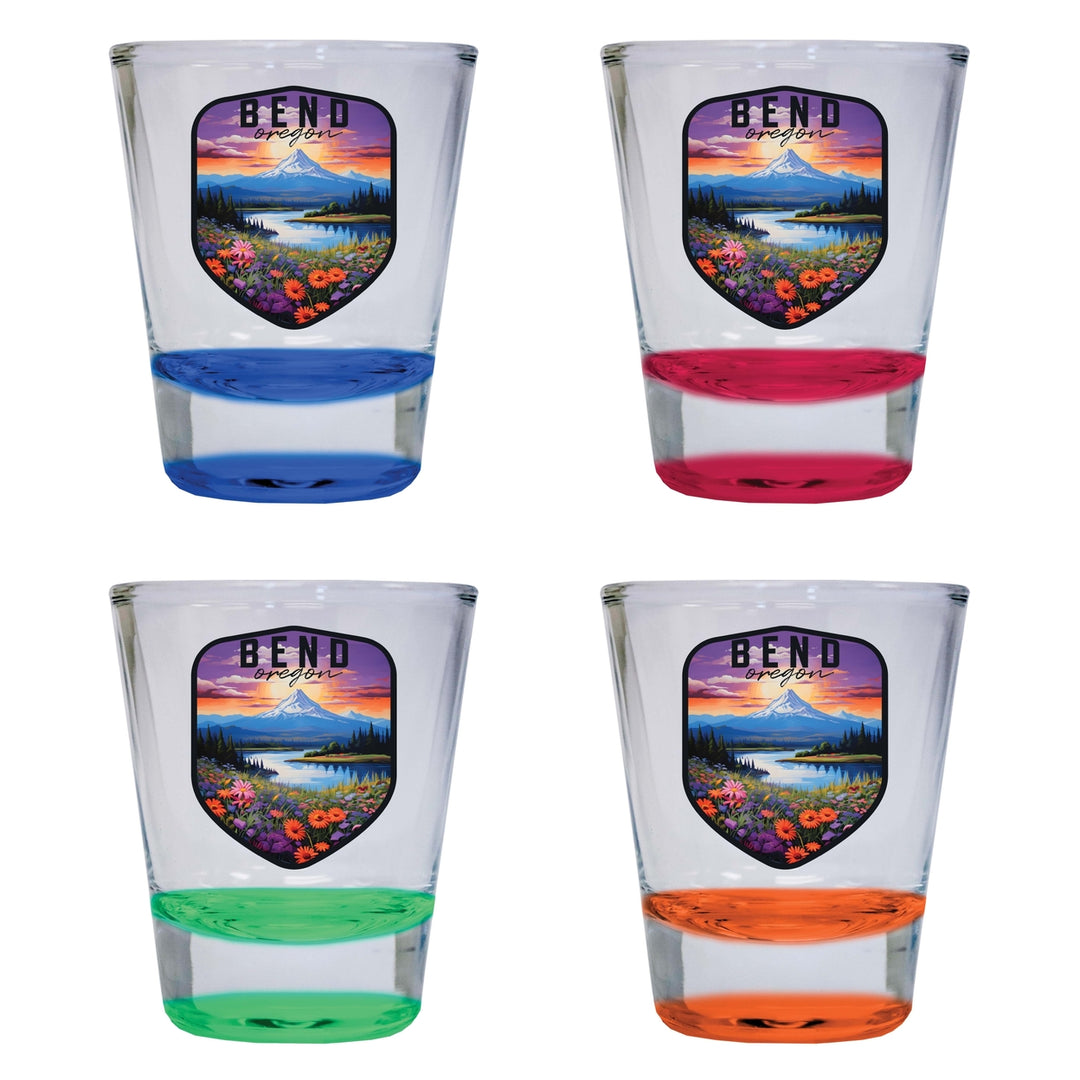 Bend Oregon Design A Souvenir 2 Ounce Shot Glass Round 4-Pack Multicolor Image 1