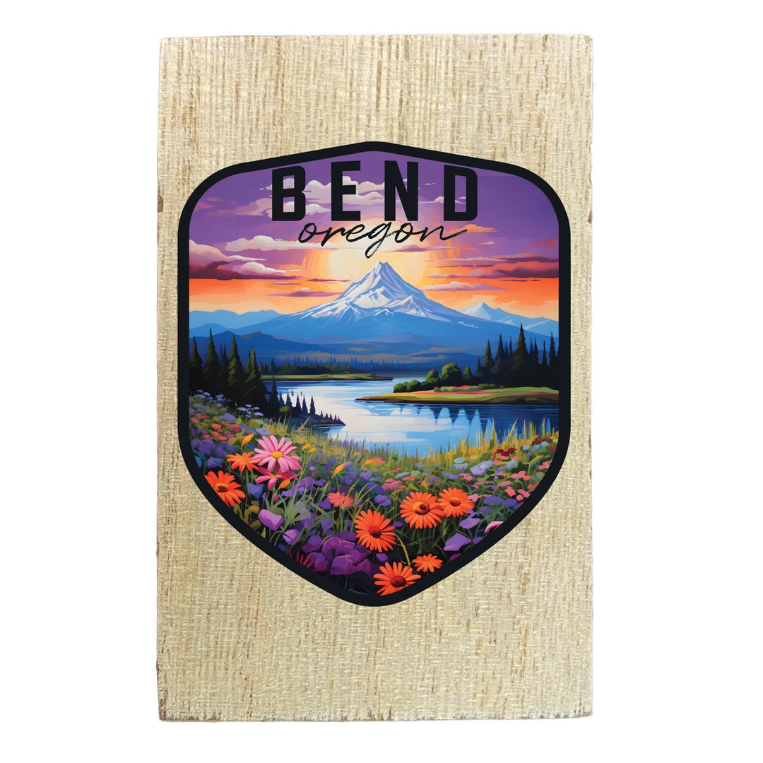 Bend Oregon Design A Souvenir Wooden 2" x 3" Fridge Magnet Image 1