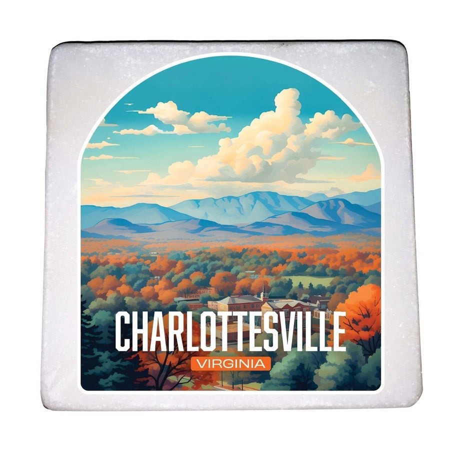 Charlottesville Virginia Design B Souvenir 4x4-Inch Coaster Marble 4 Pack Image 1