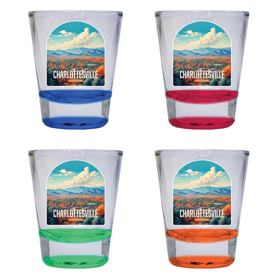 Charlottesville Virginia Design B Souvenir 2 Ounce Shot Glass Round 4-Pack Multicolor Image 1