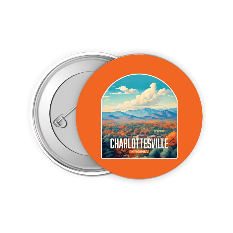 Charlottesville Virginia Design B Souvenir Small 2-Inch Button Pin 4 Pack Image 1