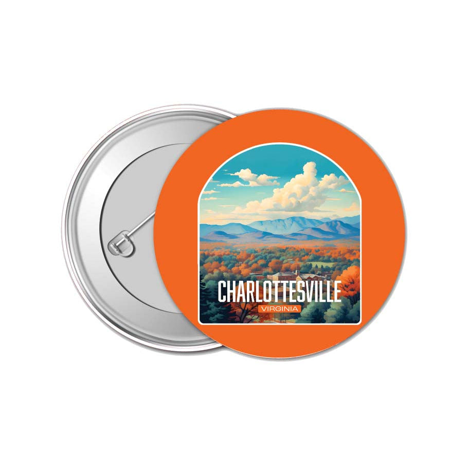 Charlottesville Virginia Design B Souvenir Small 1-Inch Button Pin 4 Pack Image 1