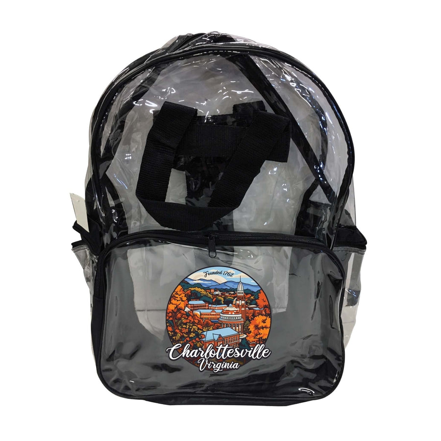 Charlottesville Virginia Design C Souvenir Clear View Backpack Image 1