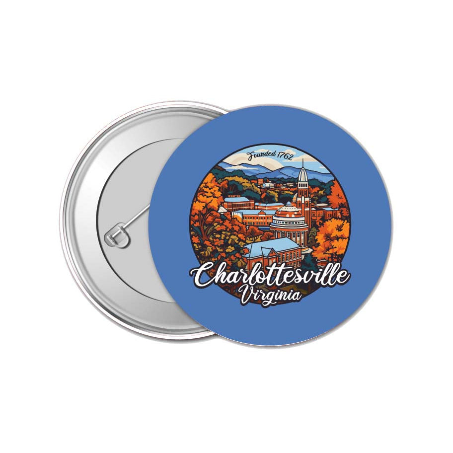 Charlottesville Virginia Design C Souvenir Small 1-Inch Button Pin 4 Pack Image 1