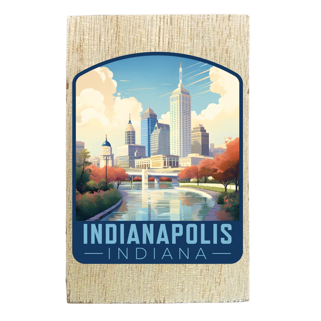 Indianapolis Indiana Design A Souvenir Wooden 2" x 3" Fridge Magnet Image 1