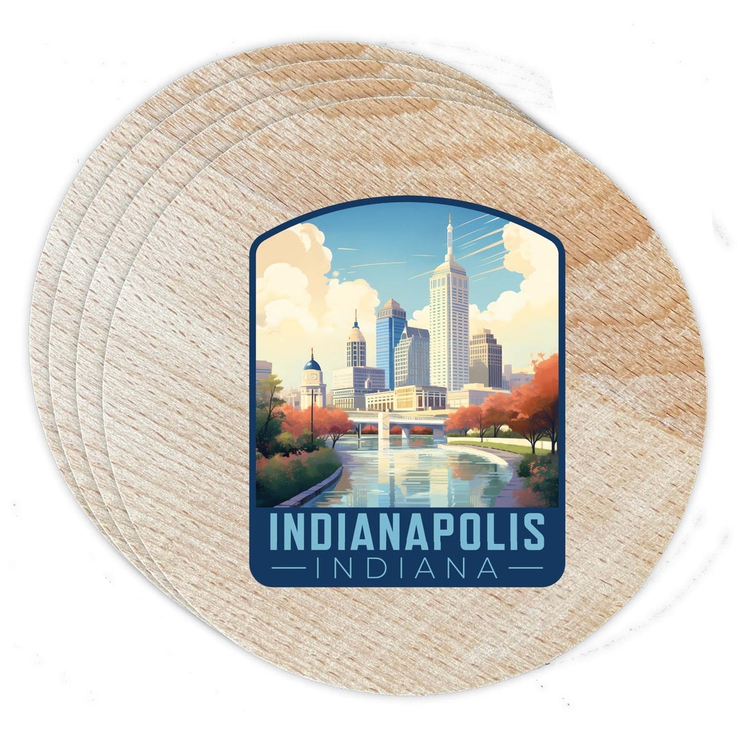 Indianapolis Indiana Design A Souvenir Coaster Wooden 3.5 x 3.5-Inch 4 Pack Image 1