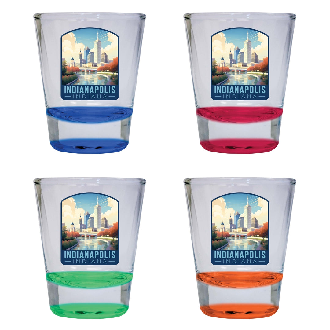 Indianapolis Indiana Design A Souvenir 2 Ounce Shot Glass Round 4-Pack Multicolor Image 1