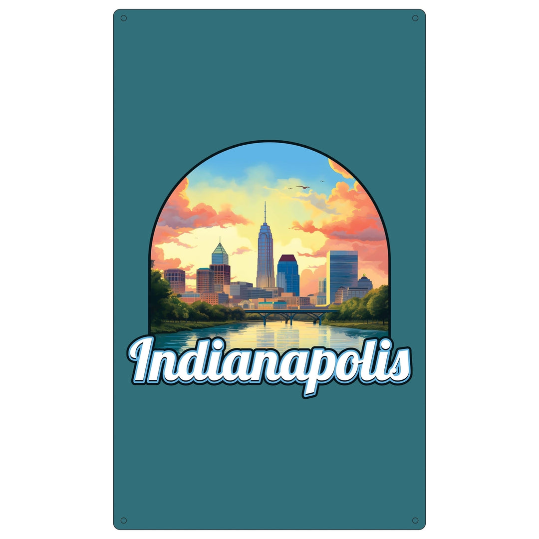 Indianapolis Indiana Design B Souvenir Metal Sign 9 x 15 Image 1