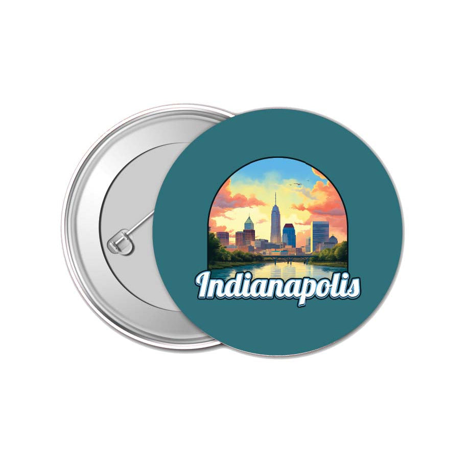 Indianapolis Indiana Design B Souvenir Small 1-Inch Button Pin 4 Pack Image 1