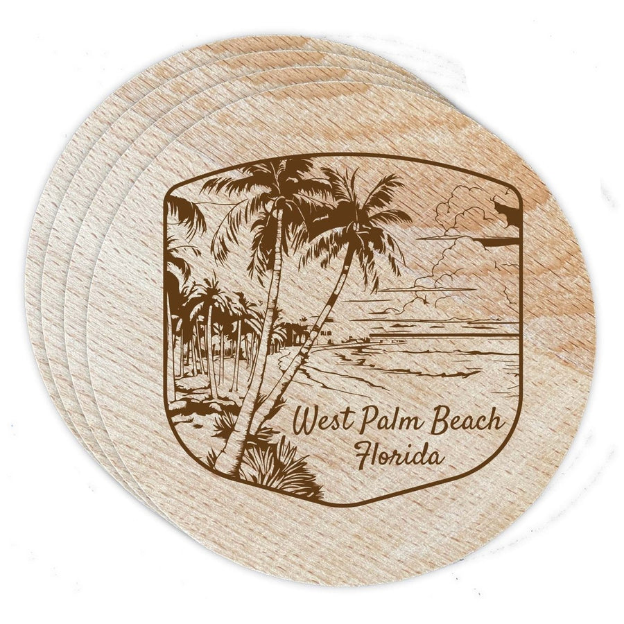 West Palm Beach Souvenir Etched Coaster Wooden 3.5 x 3.5-Inch 4 Pack Image 1