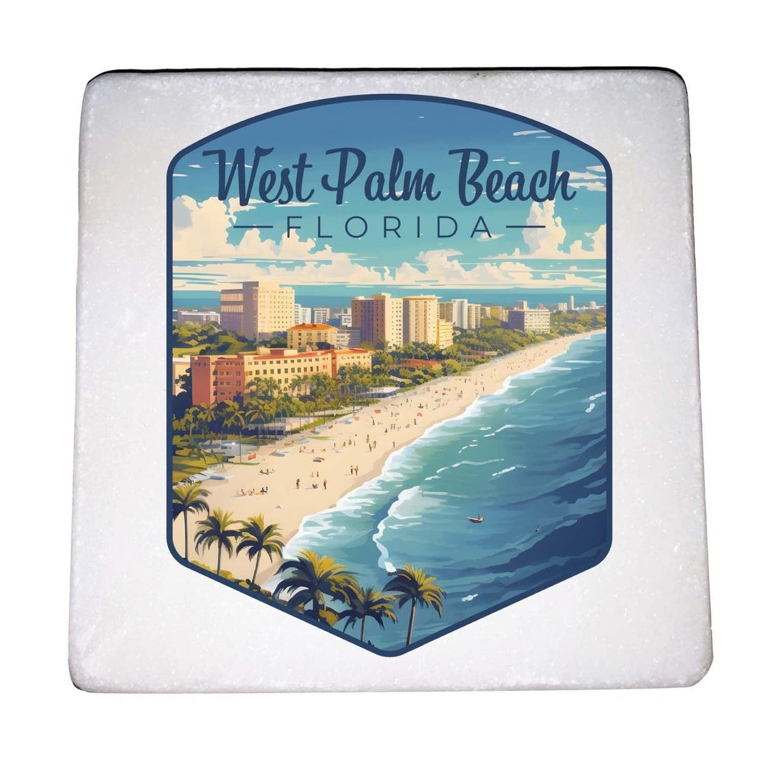 West Palm Beach Florida Design A Souvenir 4x4-Inch Coaster Marble 4 Pack Image 1