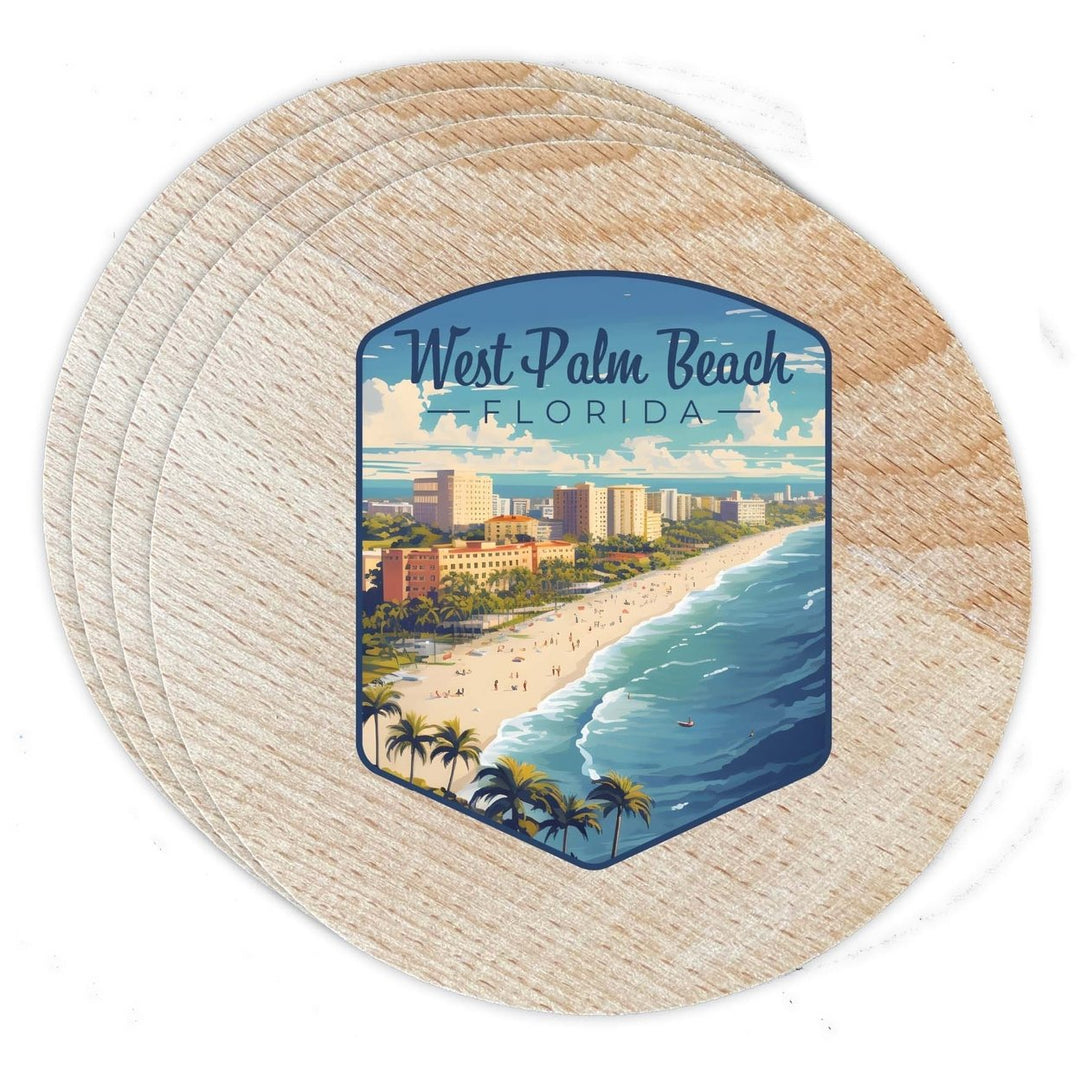 West Palm Beach Florida Design A Souvenir Coaster Wooden 3.5 x 3.5-Inch 4 Pack Image 1