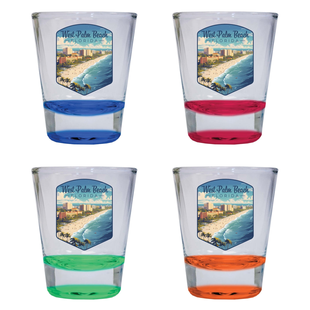 West Palm Beach Florida Design A Souvenir 2 Ounce Shot Glass Round 4-Pack Multicolor Image 1