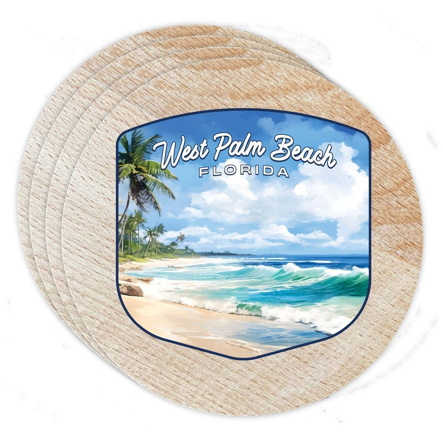 West Palm Beach Florida Design B Souvenir Coaster Wooden 3.5 x 3.5-Inch 4 Pack Image 1