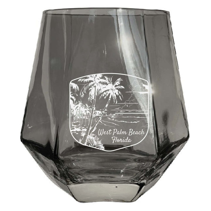 West Palm Beach Souvenir Stemless Diamond Wine Glass Engraved 15 oz Image 2