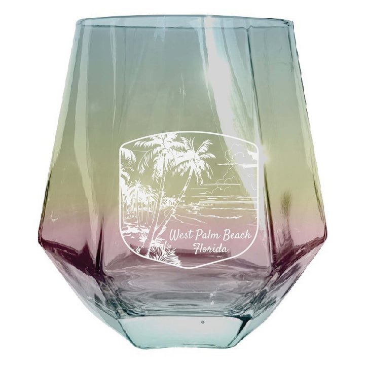 West Palm Beach Souvenir Stemless Diamond Wine Glass Engraved 15 oz Image 3