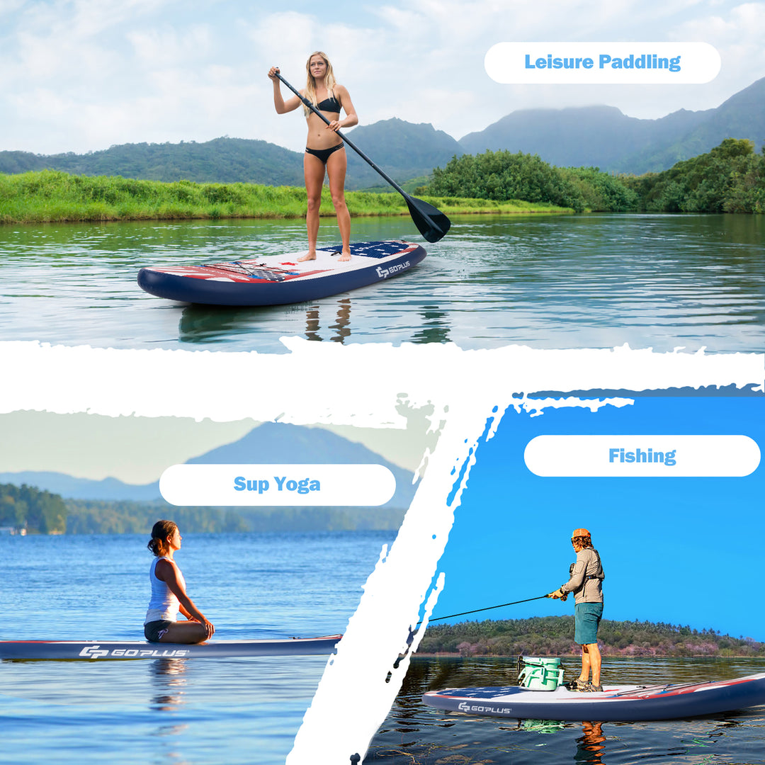 11 Inflatable Stand Up Paddle Board Surfboard W/Pump Aluminum Paddle Navy Image 4